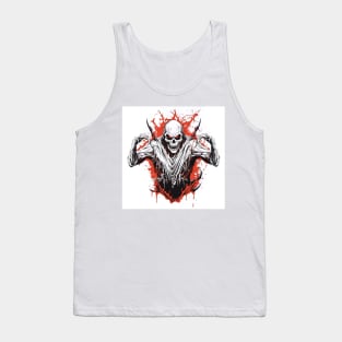 scary beast with red eyes and red background splash, halloween design Tank Top